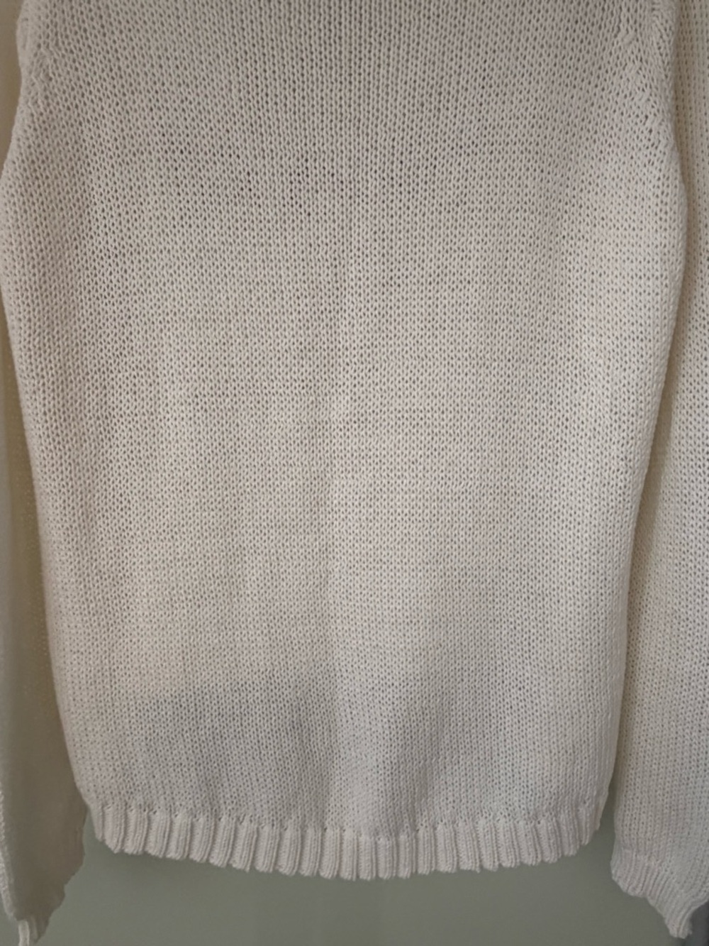 Wooden Ships Off-White Open-Knit Crewneck with Tan 'beach' Script - Picture 7 of 7